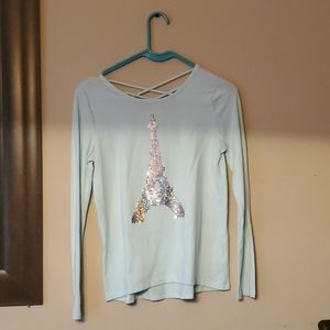 Turquoise Sequin Eiffel Tower Shirt (Worn twice)